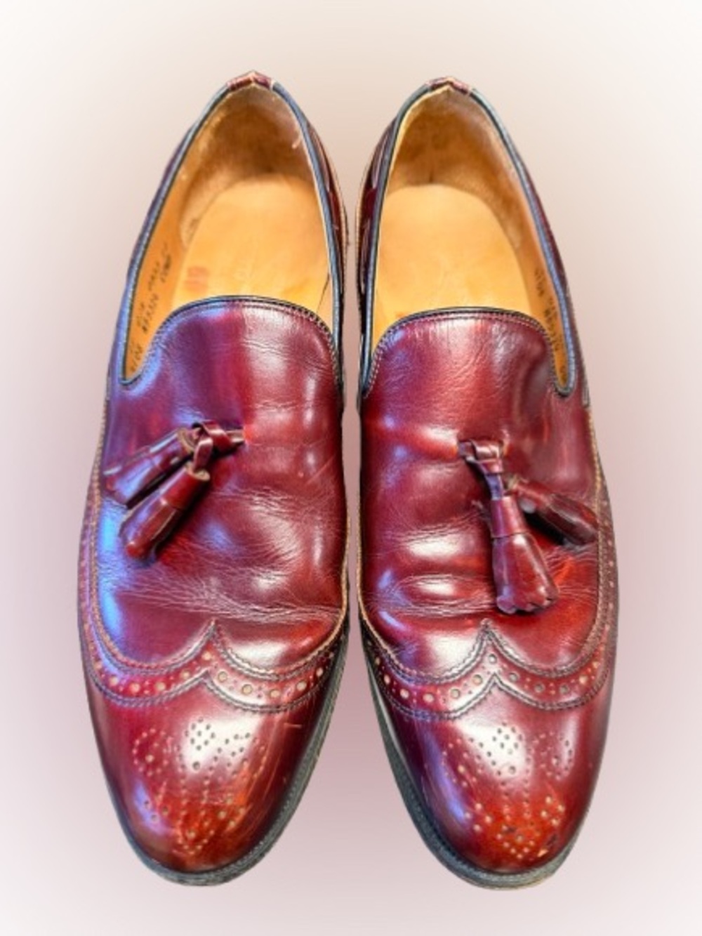 Vintage Hawthorne Classics Men’s 11 Burgundy Leather Wingtip Tassel Loafers USA